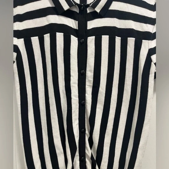 Collectif Lailie Striped 60's Cardigan Black White Buttons - 2X - EUC - Picture 4 of 12